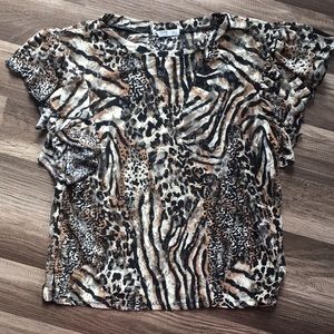 Zara collection leopard print dressy blouse sheer